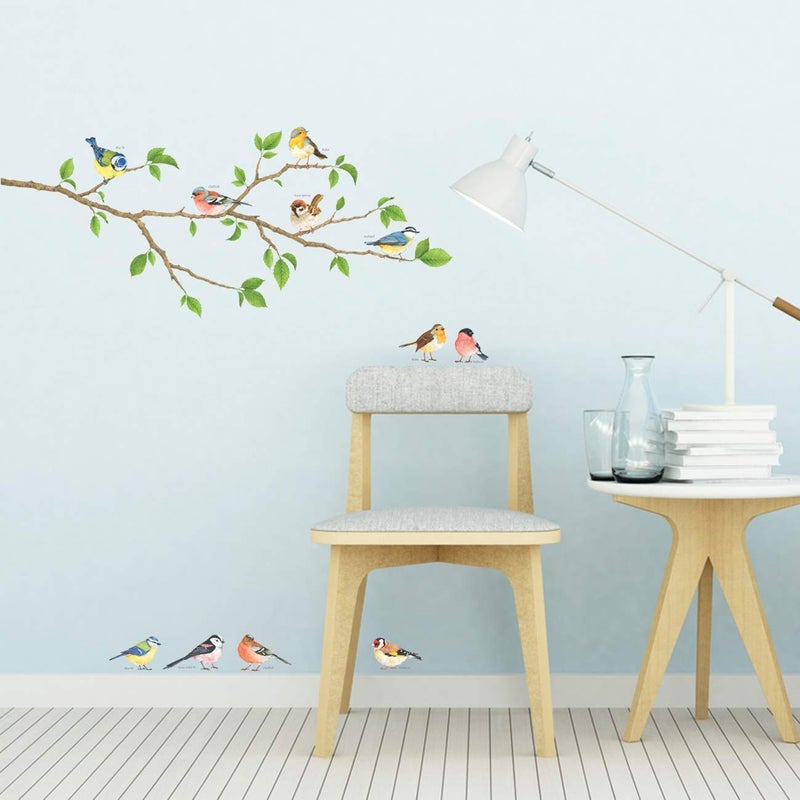 DECOWALL DS4-8036 Garden Birds Kids Wall Stickers Wall Decals Peel and Stick Removable Wall Stickers for Kids Nursery Bedroom Living Room (Small) Decor - Image 2